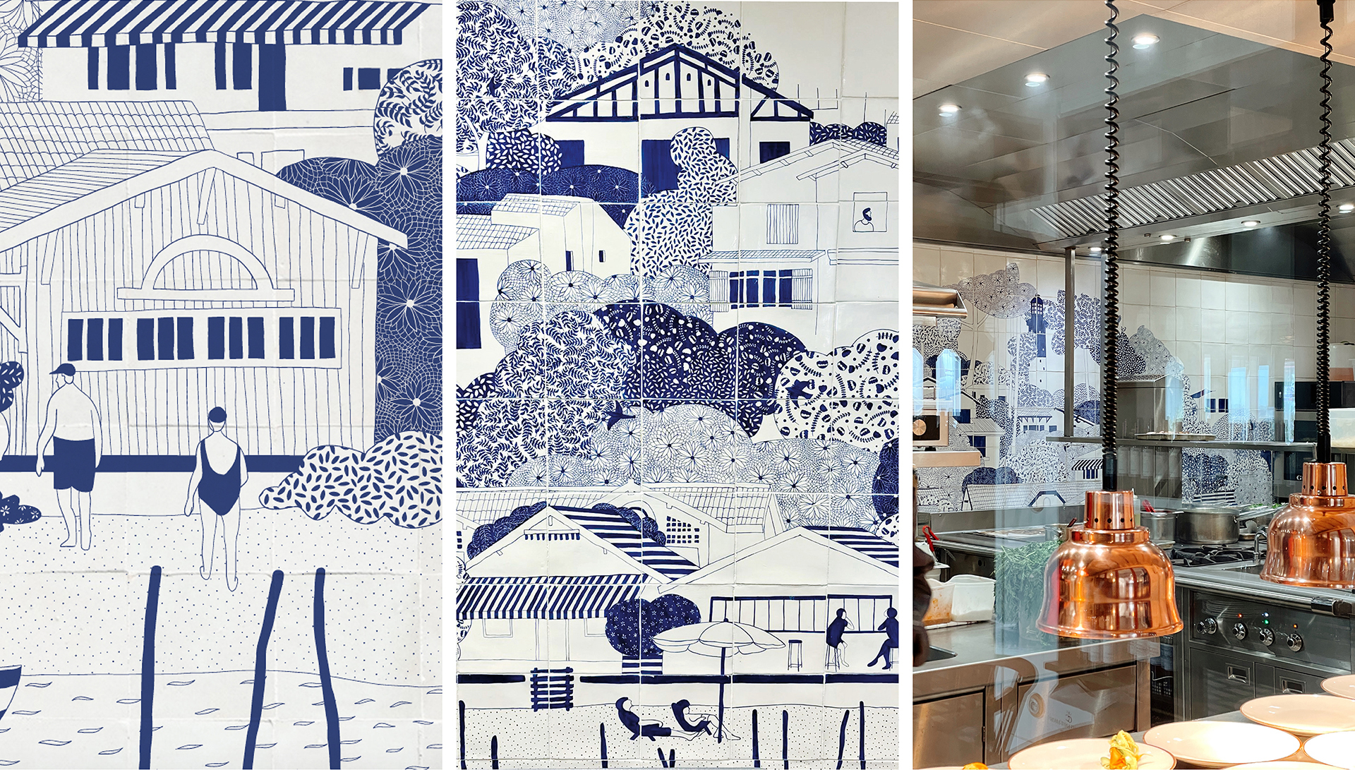 FRESQUE — Design, Motif — Hôtel de la Plage - Cap Ferret (Ateliers Zelij / ADC Studio)